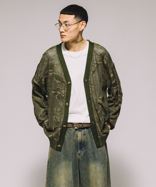 カーディガン 総柄 メッシュ編み ニットカーディガン メンズ | FREAK'S STORE | 21