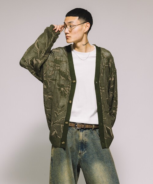 カーディガン 総柄 メッシュ編み ニットカーディガン メンズ | FREAK'S STORE | 19