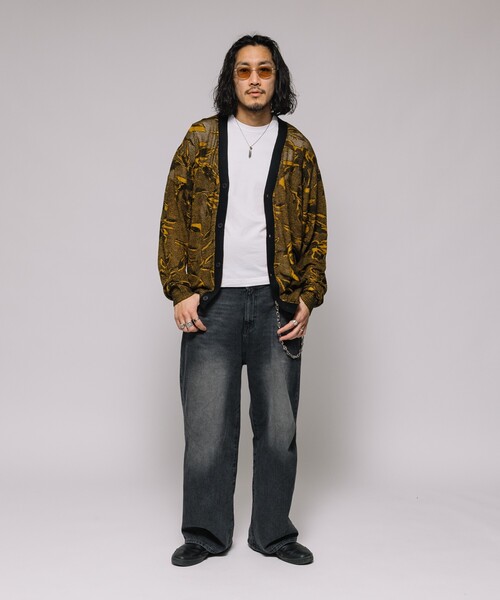 完売の人気カラー　フリークスストア　総柄　モールニットカーディガン FREAK'S STORE カーディガン FREAK'S STORE/フリークスストア 総