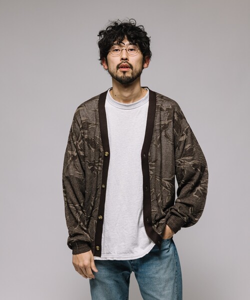FREAK'S STORE カーディガン 総柄 メッシュ編み ニット