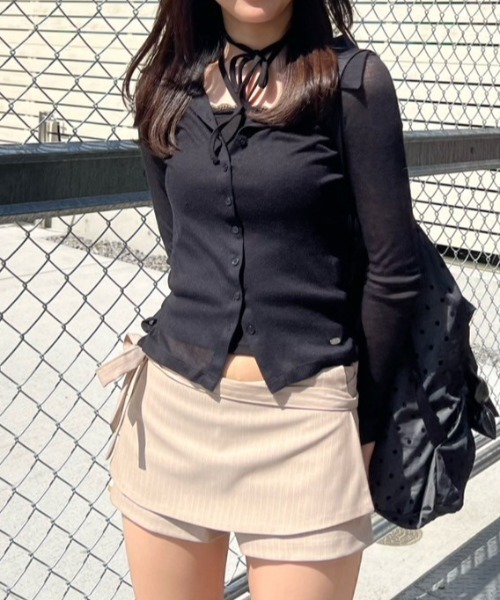 25年販売中　未使用　na.e 定価23,100円ストライプラップスカート スカート 「nmtc+」stripe rap pants / 「エヌエムティーシープラス