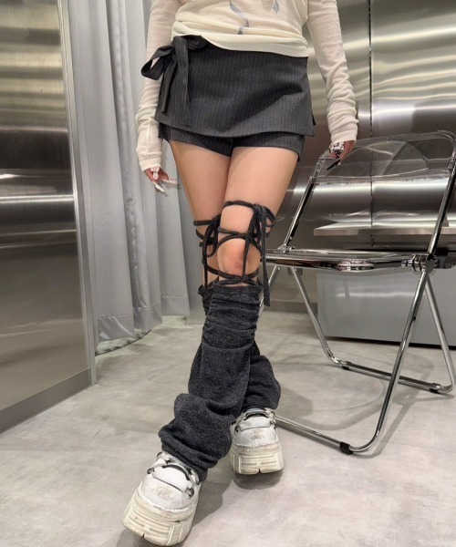 スカート 「nmtc+」stripe rap pants / 「エヌエムティーシープラス