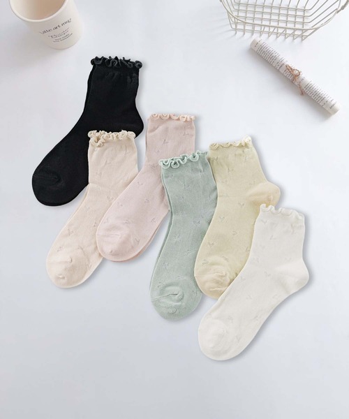 mosox 靴下 「MOSOX」シルク混メローフリルソックス 6足セット