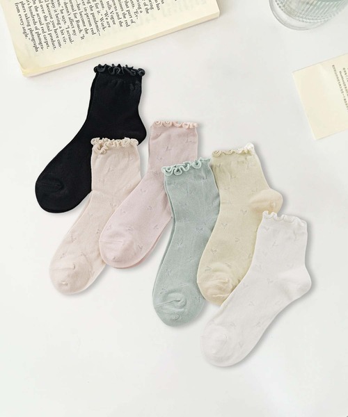 mosox 靴下 「MOSOX」シルク混メローフリルソックス 6足セット