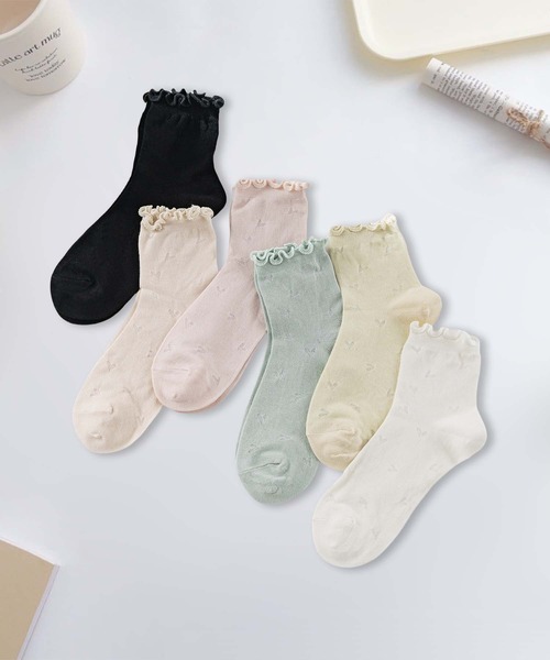 mosox 靴下 「MOSOX」シルク混メローフリルソックス 6足セット