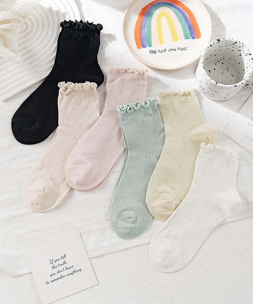 mosox 靴下 「MOSOX」シルク混メローフリルソックス 6足セット