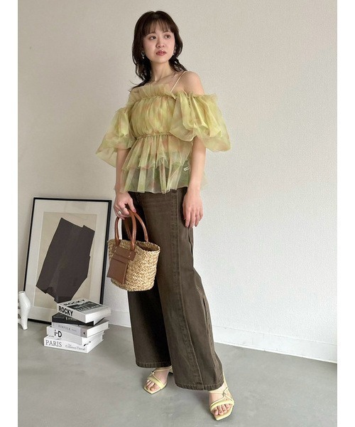 LILY BROWN 3wayペプラムチュールブラウス MIX LILY BROWN tシャツ 「WEB限定カラー」3wayペプラムチュール