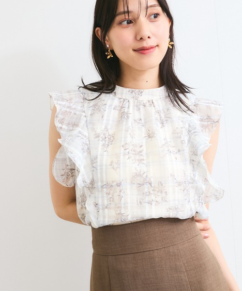 VIS（ビス） ブラウス シャツ 「洗える」2WAYショルダーシアーチェック
