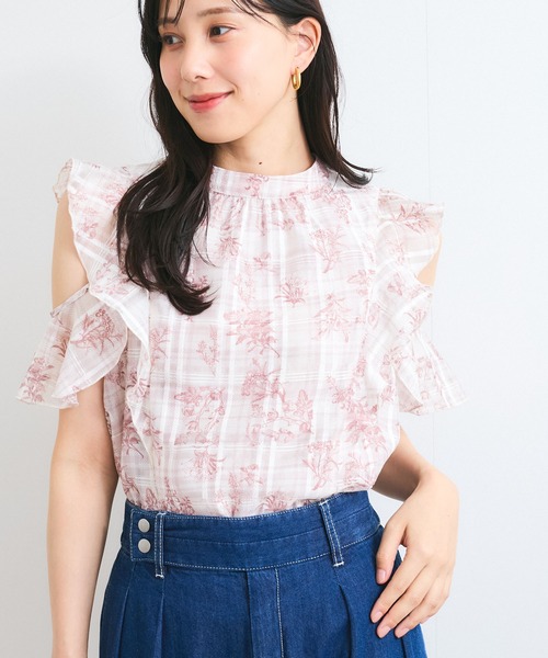 VIS（ビス） ブラウス シャツ 「洗える」2WAYショルダーシアーチェック