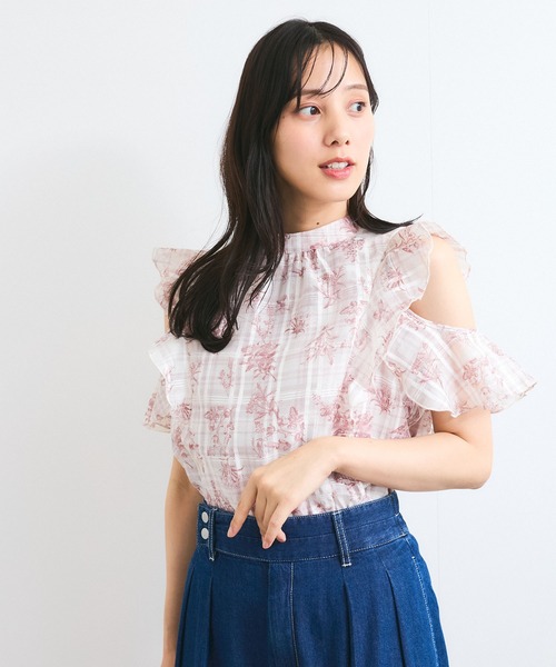 VIS（ビス） ブラウス シャツ 「洗える」2WAYショルダーシアーチェック