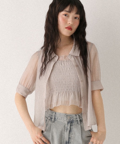 Heather（ヘザー） ブラウス シャツ ビスチェSETシアーシャツ 497266