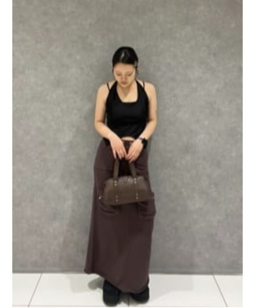 LAGUA GEM FAUX LEATHER PLEATS スカート ブラウン LAGUA GEM スカート WASH SWEAT ロングスカート : ZOZOTOWN