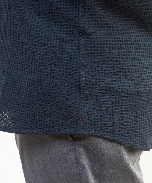 MEN'S MELROSE シャツ ドットエアー7分袖ワンピースカラーシャツ