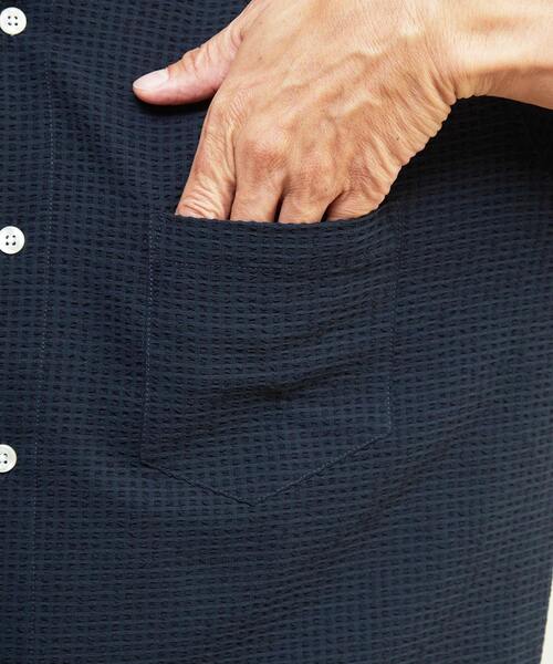 MEN'S MELROSE シャツ ドットエアー7分袖ワンピースカラーシャツ