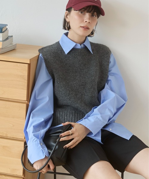 ANGIE ベスト ジレ バックオープン ニット ベスト レディース