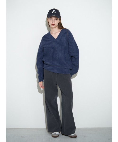 「CHAROL」 加工デニムパンツ S インディゴブルー レディース