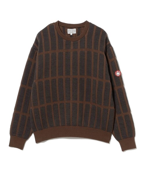 セーター ニット C.E / RECTANGULAR BAR KNIT BROWN メンズ レディース