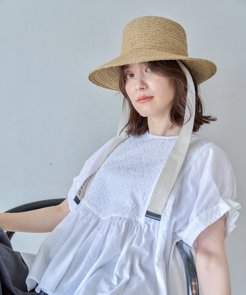 studio CLIP ブラウス シャツ フロント刺繍ハーフスリーブ