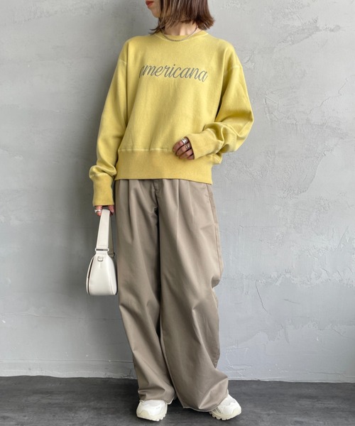 【期間限定値下げ中！】Americana ショート丈クルーネック ロゴスウェット AMERICANA（アメリカーナ） ニット セーター 別注 ショート丈 フロント