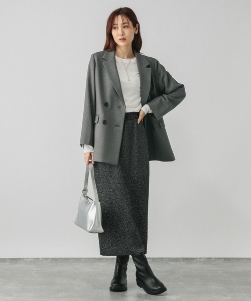 「GLOBAL WORK」 テーラードジャケット LARGE モカ レディース