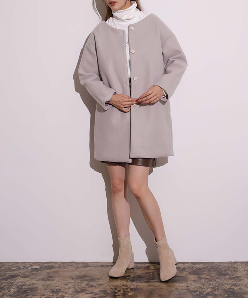 「Girly Doll」 「Doula Doula」ノーカラーコート M モカ レディース_画像8