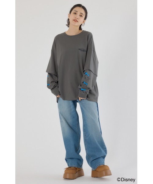 処分価格　新品未使用人気完売品シャツレイヤード ロングスリーブ Tシャツ RODEO CROWNS WIDE BOWL tシャツ （ミッキー＆フレンズ
