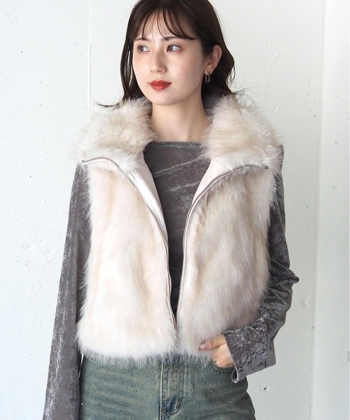 tiptop（ティップトップ） ベスト ジレ ダブルジップアソートMIXファー