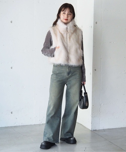 tiptop（ティップトップ） ベスト ジレ ダブルジップアソートMIXファー