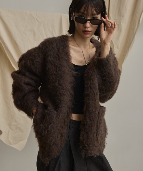 カーディガン loose shaggy knit cardigan/貴族式シャギーニット カーディガン loose shaggy knit cardigan/貴族式シャギーニット