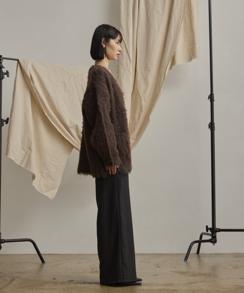 カーディガン loose shaggy knit cardigan/貴族式シャギーニット