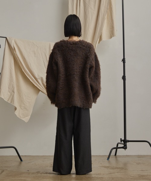 カーディガン loose shaggy knit cardigan/貴族式シャギーニット