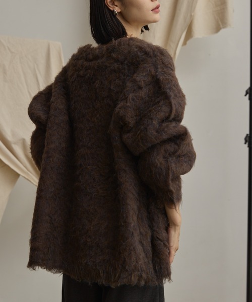 カーディガン loose shaggy knit cardigan/貴族式シャギーニット