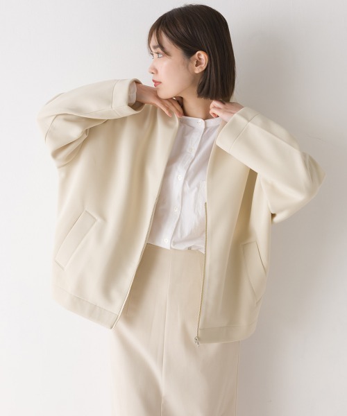 「OMNES」 ジップアップブルゾン FREE アイボリー レディース_画像6