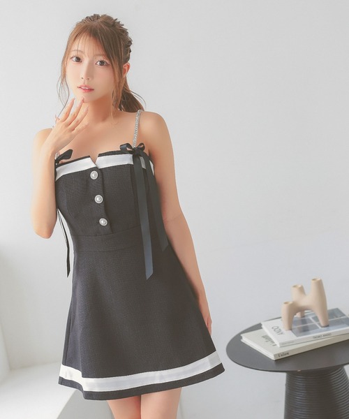 キャバドレス　ミニワンピース Tika（ティカ） ドレス キャバドレス ミニ フレア ツイード