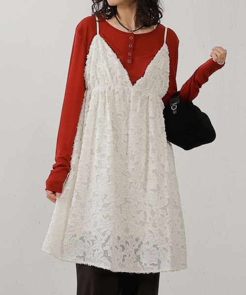 en CAnAF キャミソール シアー ジャガード キャミソール チュニック