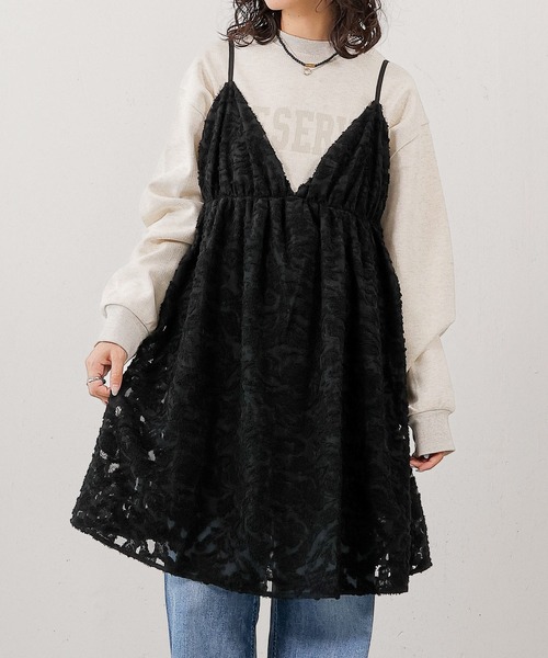 en CAnAF キャミソール シアー ジャガード キャミソール チュニック