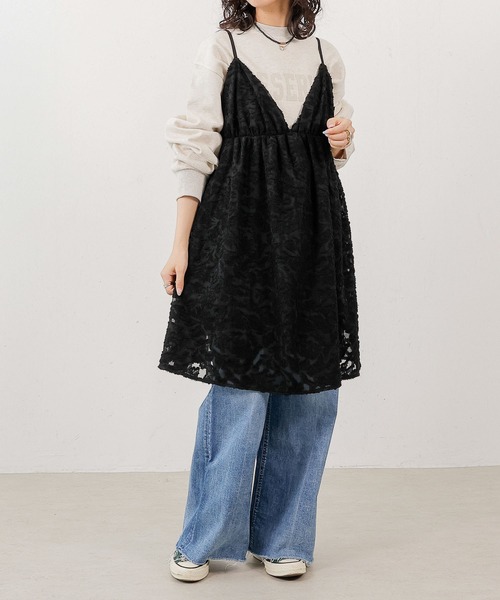 en CAnAF キャミソール シアー ジャガード キャミソール チュニック