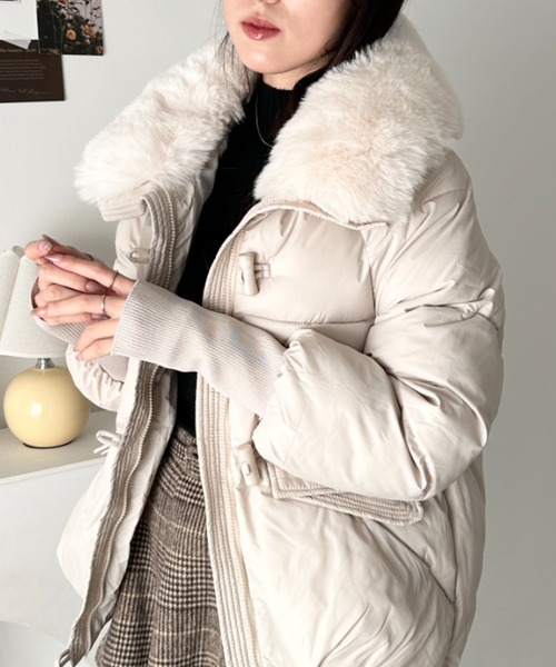 CLEA ダウンコート ダウンジャケット ビッグカラーファーブルゾン