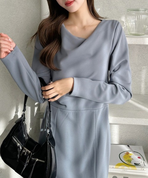 frene フロントカットドット美シルエットワンピ S 予約]フロントカット