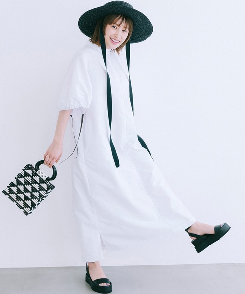 「haco!」 半袖ワンピース X-LARGE ネイビー レディース_画像9