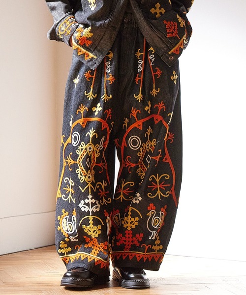 パンツ cayhane tradition embroidery denim pants チャイハネ（CAYHANE） ワイドパンツ ジーンズ 「チャイハネ」カチデナ