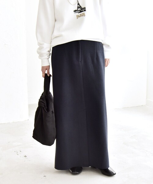 エストネーション　Iライン バックサイドスリット スカート　38 ブラック ESTNATION / Iライン バックサイドスリット スカート｜ESTNATION