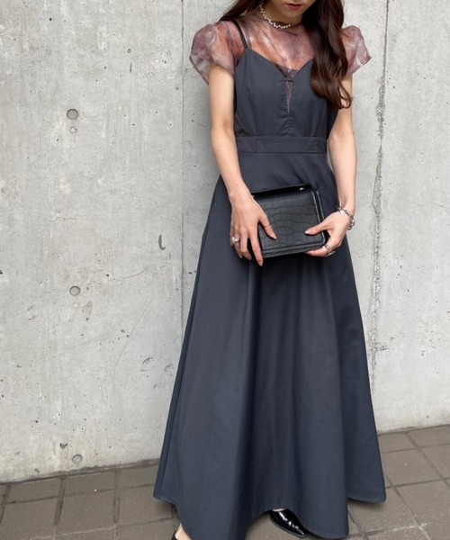 「Ezick」 キャミソールワンピース FREE チャコールグレー レディース_画像3