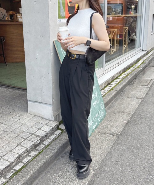 FR2 梅 限定 クロップドタンクトップ ニット ブラック frunco ニット セーター 「ZOZOTOWN限定」シャギークロップドタンク