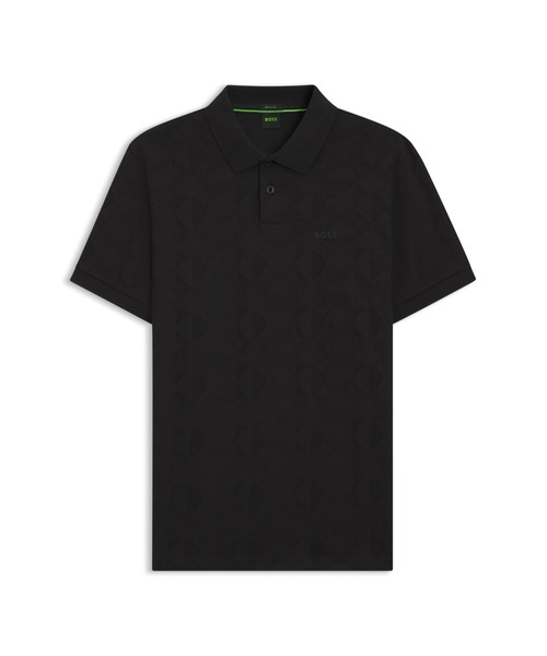 HUGO BOSS ゴルフウェア ポロシャツ 半袖 吸汗 速乾 ブラック L BOSS（HUGO BOSS） ポロシャツ 半袖 コットン サークルジャカード