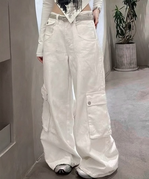 CFT. カーゴパンツ ステッチサスペンダーカーゴパンツ レディース