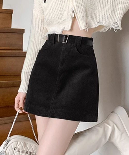 スカート 「インパン付き」「25年秋冬新作」台形コーデュロイミニ