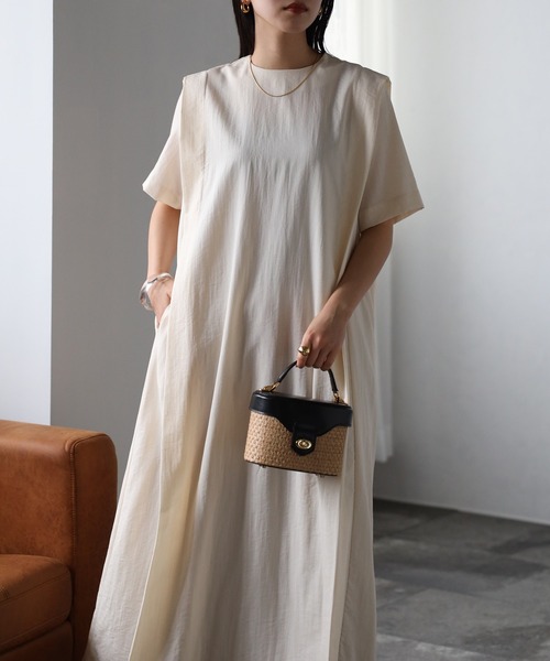 「r.」 半袖ワンピース FREE ライトベージュ レディース_画像4