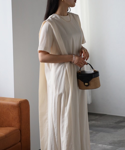 「r.」 半袖ワンピース FREE ライトベージュ レディース_画像5