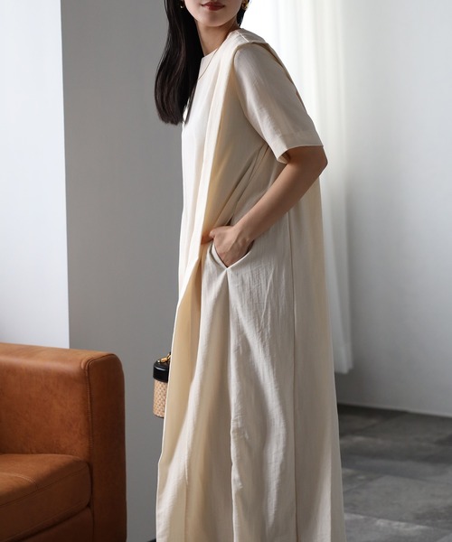 「r.」 半袖ワンピース FREE ライトベージュ レディース_画像6